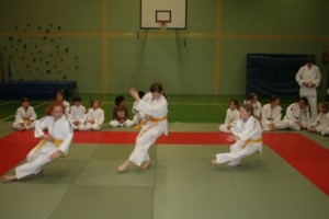 Judoka bei Fallübungen
